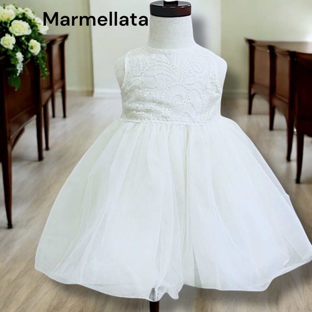 Marmellata Baby Girl’s Ivory Sequin and Tulle Dress